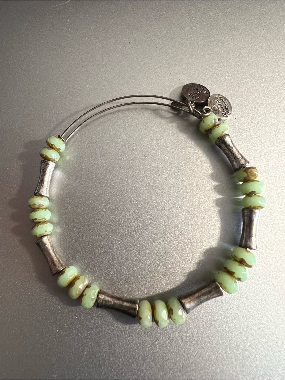 Alex and Ani Pale Green Bead & Silver-Tone Expandable Bracelet